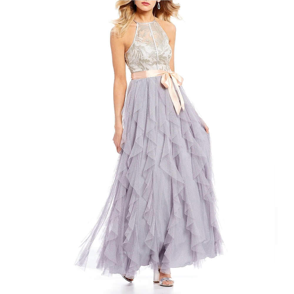 NWT Teeze Me Embroidered Bodice Corkscrew Ball Gown **DEFECT READ**